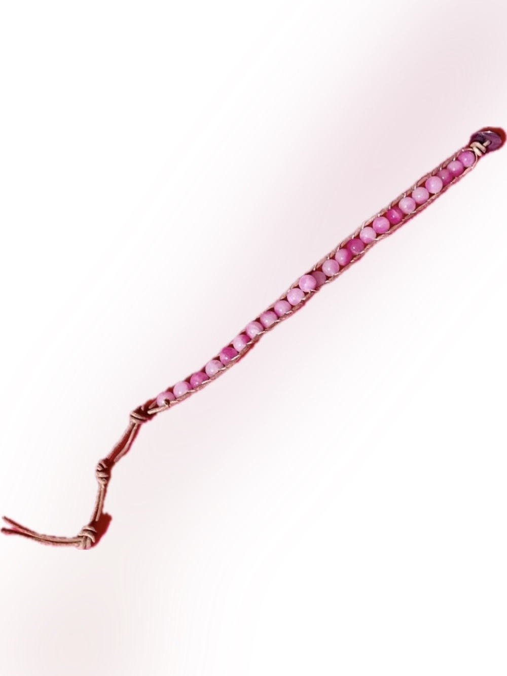 Aqua Pura Bracelet Pink Beaded Leather Strap Bracelet